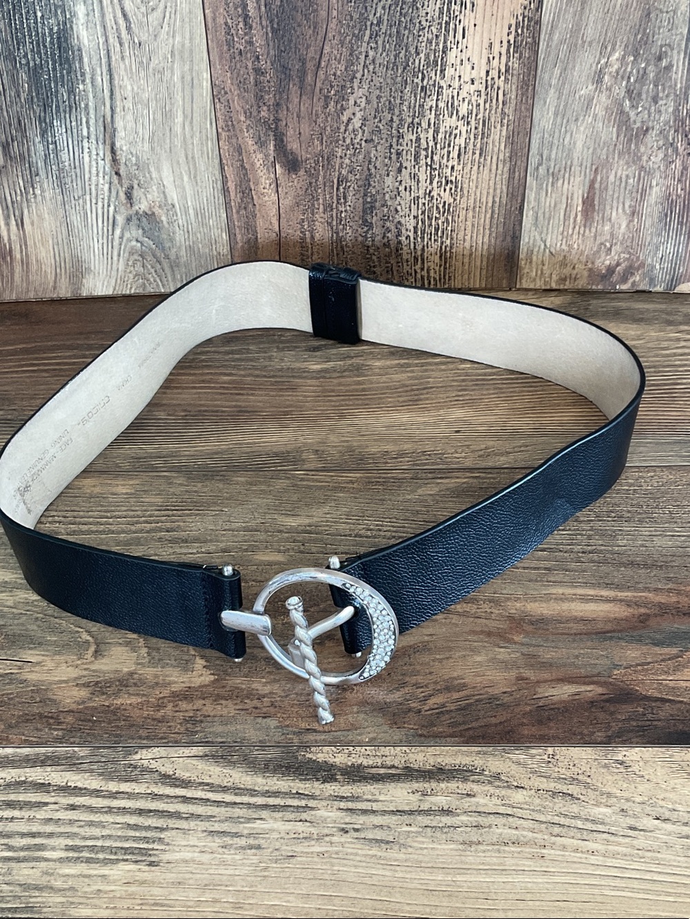 Chico's Belt with Silver Rope-Style Circular Buckle